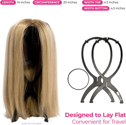 Bundle Wig Grip Band + Wig Stands, Non Slip Extra Hold Tan Wig Band for Wigs and Frontals + 4-Pack Wig Stands for Drying, Styling, or Displaying